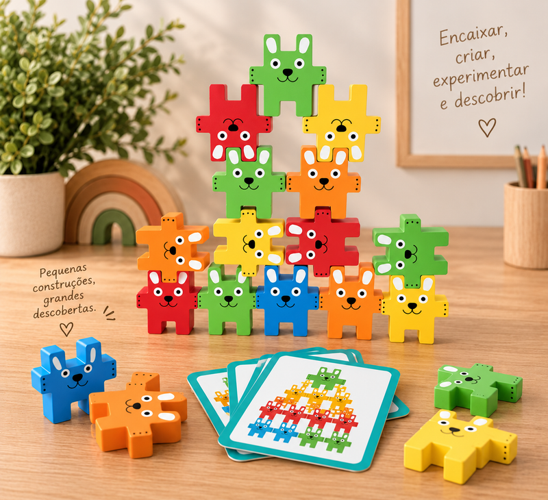 🌿Coelhinhos Florescer — Brinquedo de Encaixe e Construção